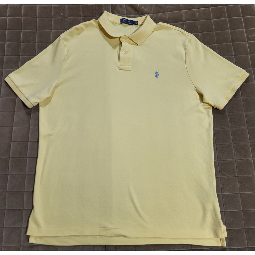 Polo Ralph Lauren Polo Shirt Mens Large Classic Fit Neon Yellow Short Sleeve